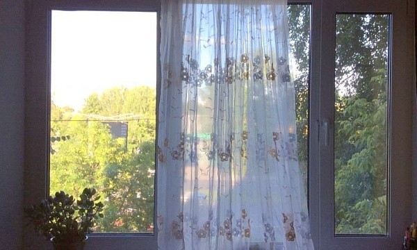Пластиковые окна с белым тюлем